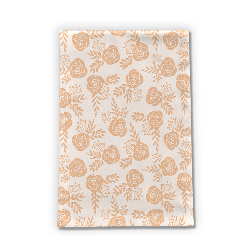 Light Orange Floral Tea Towel